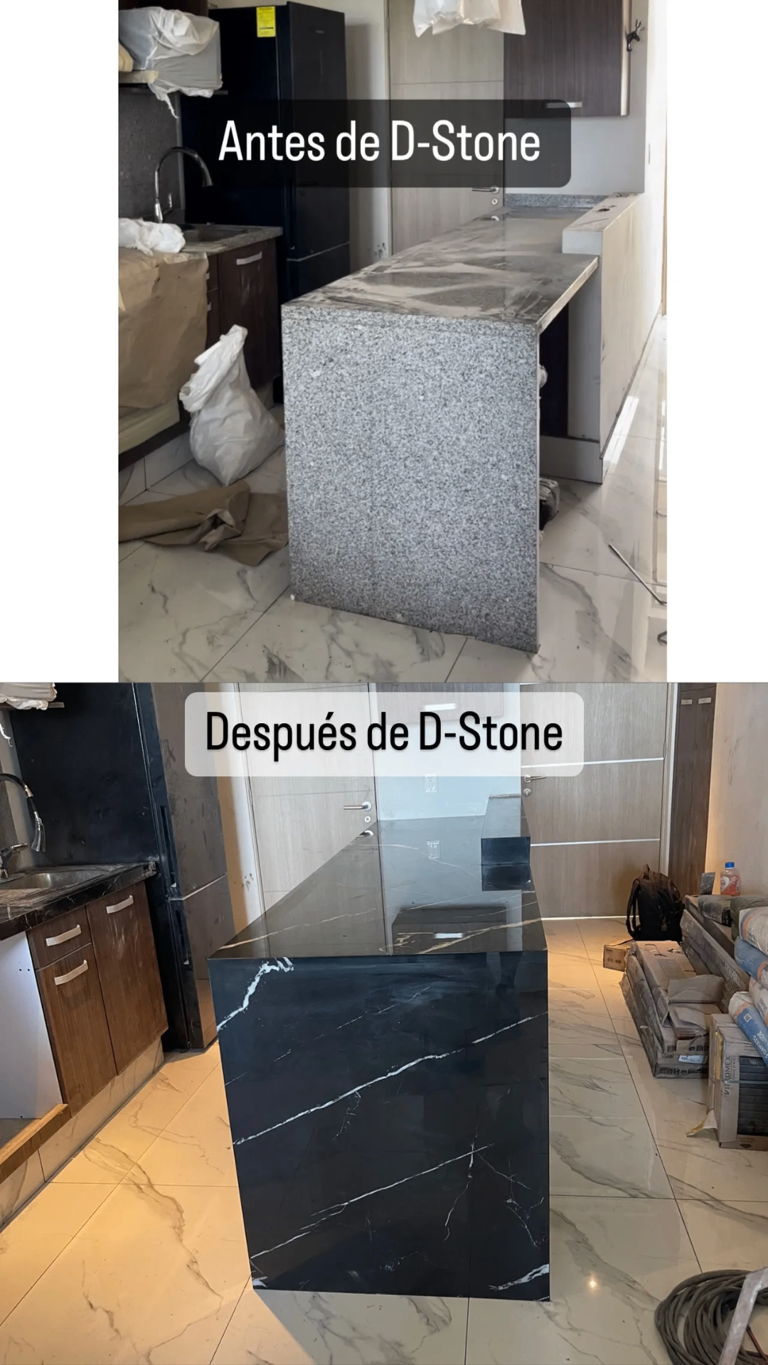 Comparativa antes y después de la isla intervenida por D-Stone