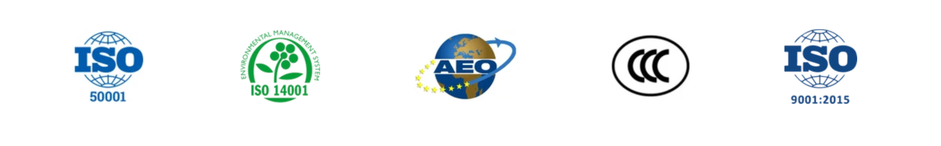 Certificaciones ISO 50001, ISO 14001, AEO, CCC e ISO 9001:2015